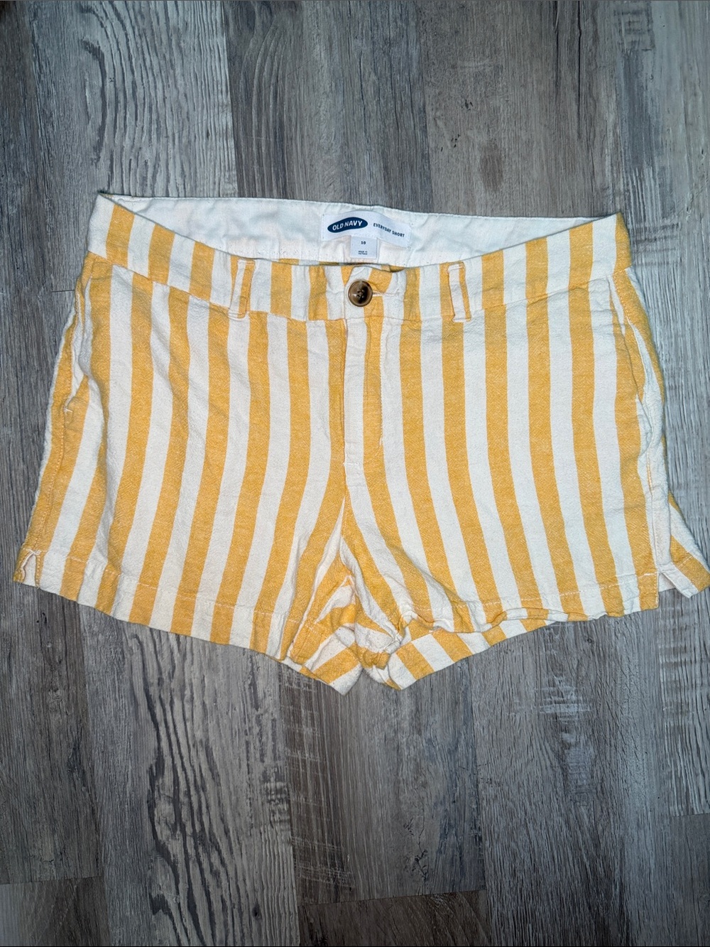 Old Navy Yellow and White Striped Women’s Jean-Style Shorts